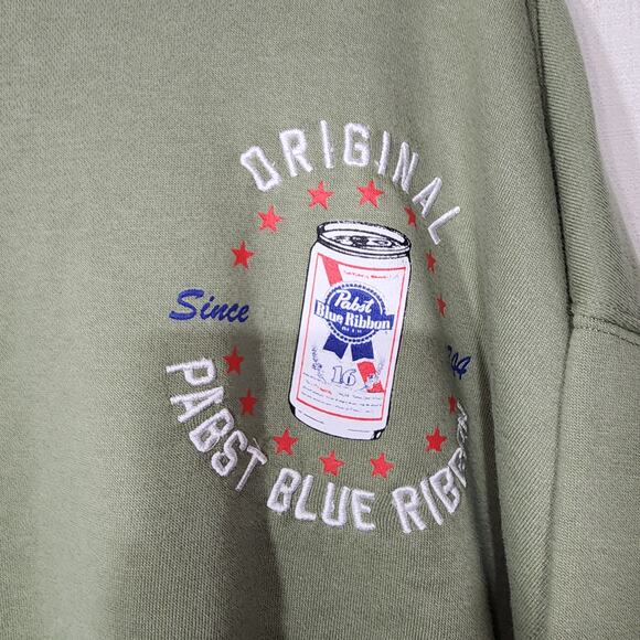 Pabst blue ribbon beer men's medium green sweatshirt - Picture 4 of 6